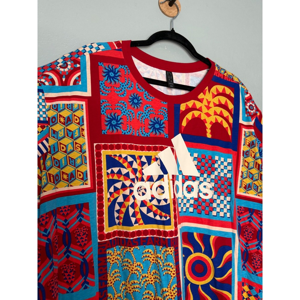 Adidas x Farm Rio Slim t-shirt Dress colorful tripical bright patterned - Picture 7 of 13